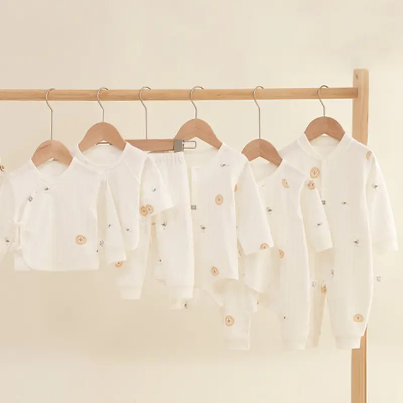 Newborn Pajamas Set White Cotton Autumn Baby Clothes