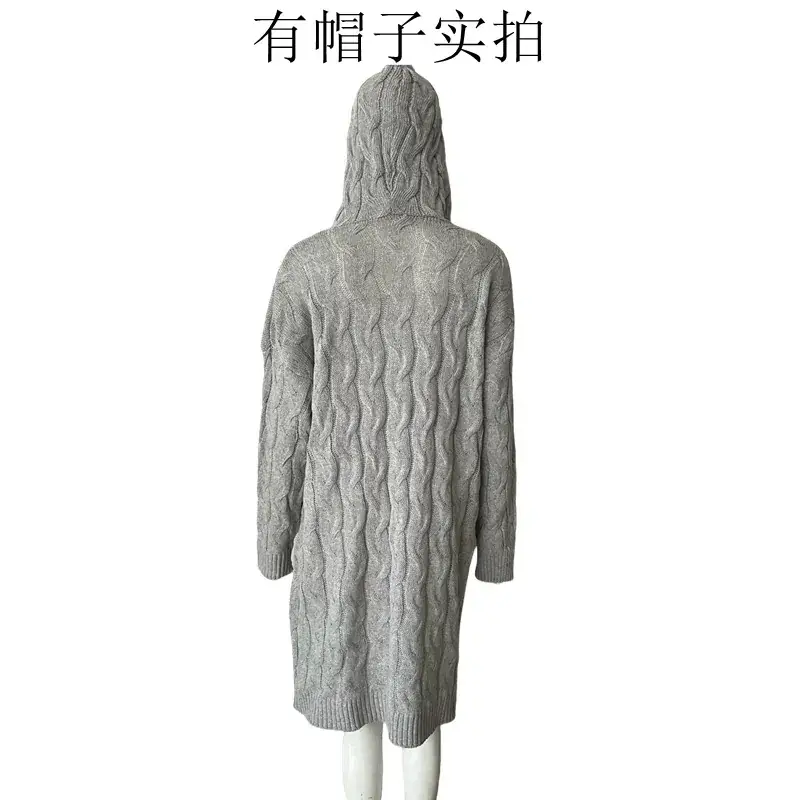 Women's Grey Thick Needle Sweater Cardigan Jacket Large - Image 13