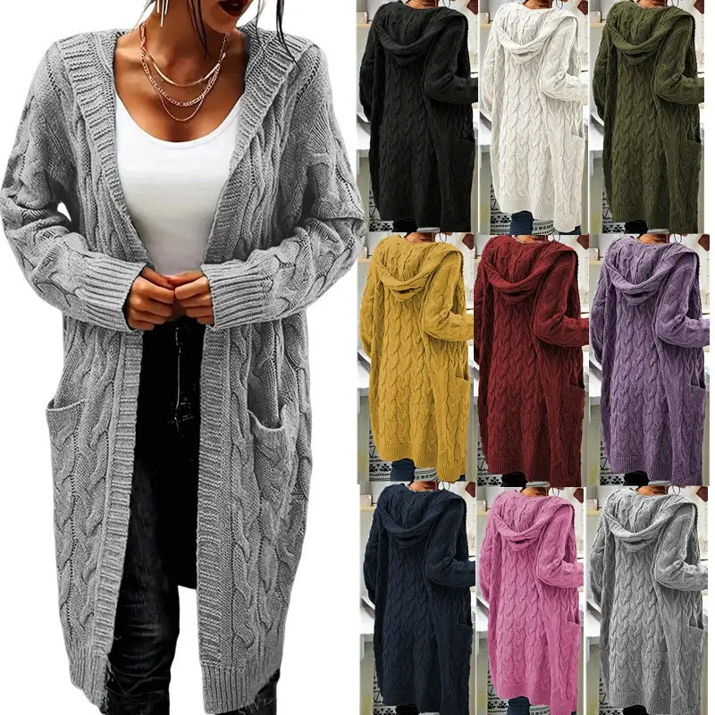 Women's Grey Thick Needle Sweater Cardigan Jacket Large — feature 26