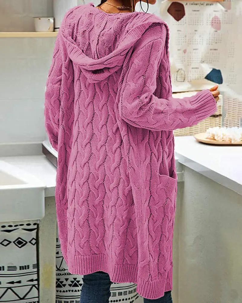Women's Grey Thick Needle Sweater Cardigan Jacket Large — feature 44