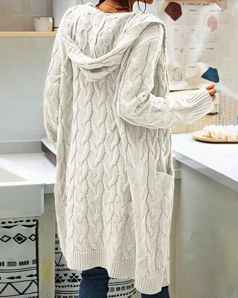 Women's Grey Thick Needle Sweater Cardigan Jacket Large — feature 47