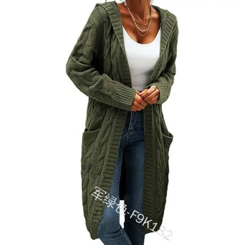 Women's Grey Thick Needle Sweater Cardigan Jacket Large — feature 51