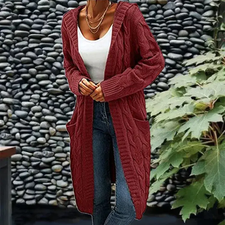 Women's Grey Thick Needle Sweater Cardigan Jacket Large - Image 4