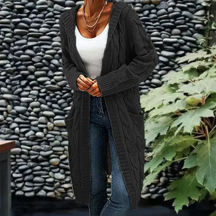 Women's Grey Thick Needle Sweater Cardigan Jacket Large - Image 5