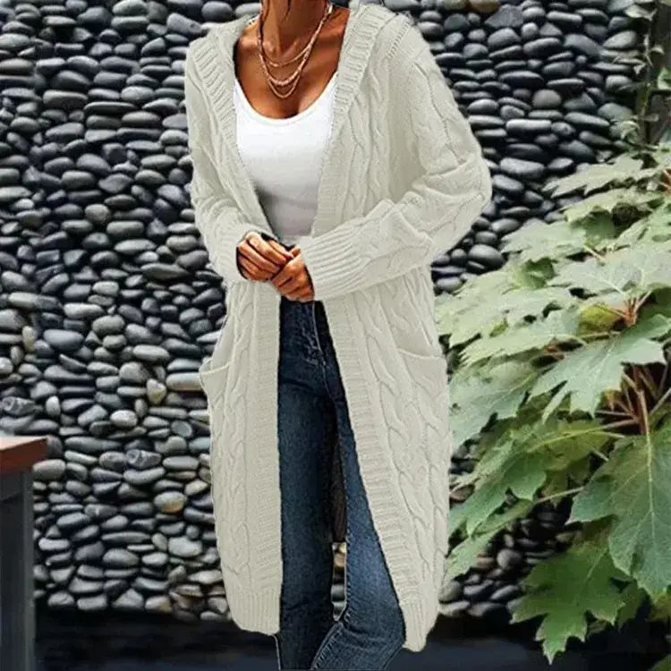 Women's Grey Thick Needle Sweater Cardigan Jacket Large - Image 6