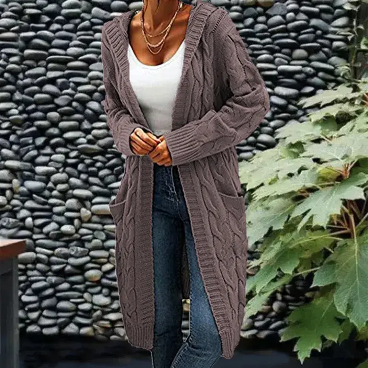 Women's Grey Thick Needle Sweater Cardigan Jacket Large - Image 8