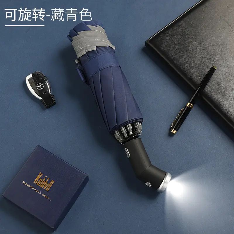 Black Folding LED Flashlight Umbrella Business Use