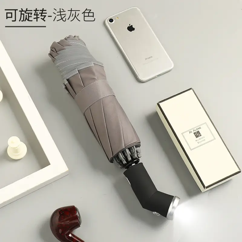 Black Folding LED Flashlight Umbrella Business Use - Image 4