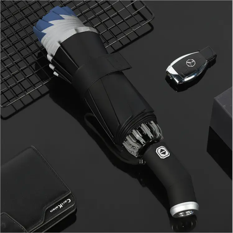 Black Folding LED Flashlight Umbrella Business Use - Image 6