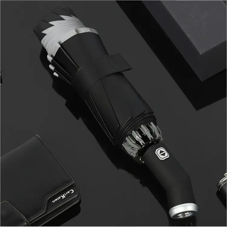 Black Folding LED Flashlight Umbrella Business Use - Image 7