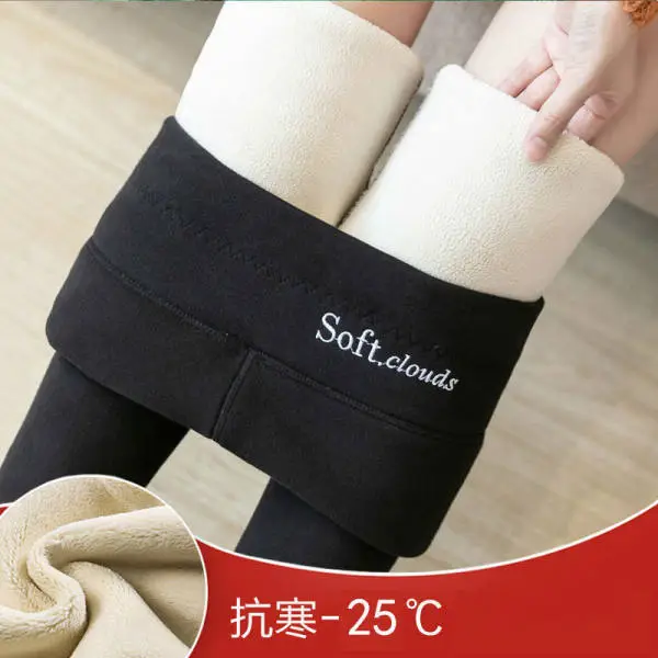 Women Thick Fleece Leggings Warm Waist Support Large - Image 3