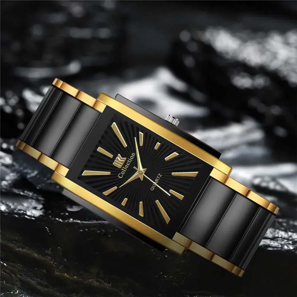 Men's Gold Black Sunburst Quartz Watch