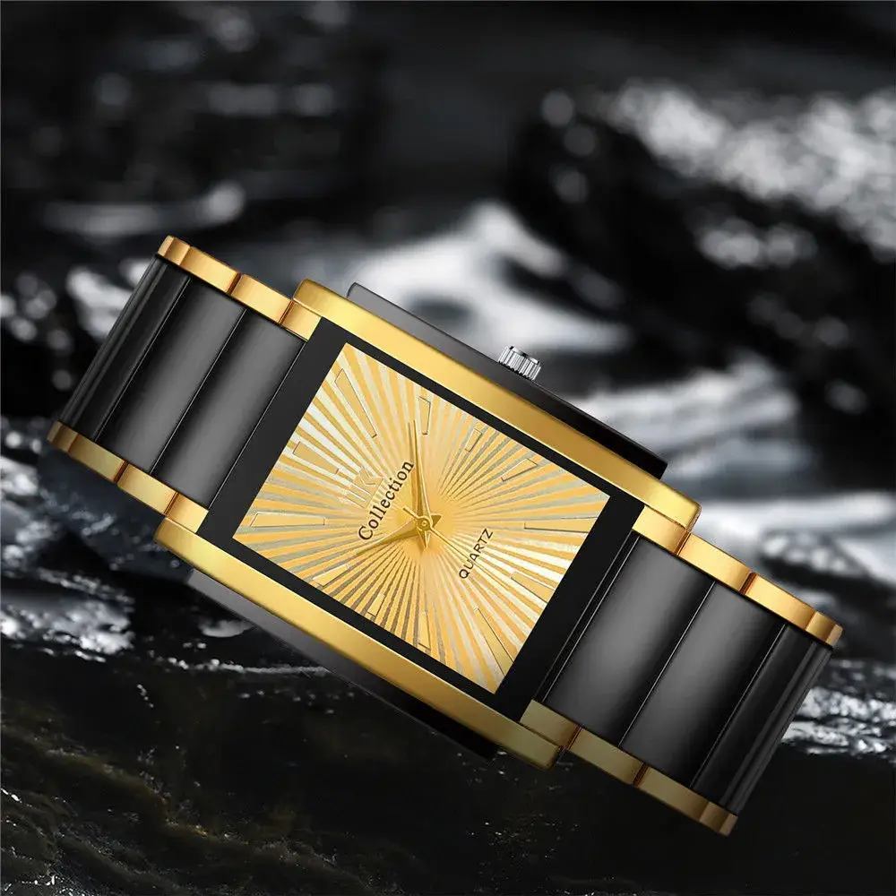 Men's Gold Black Sunburst Quartz Watch