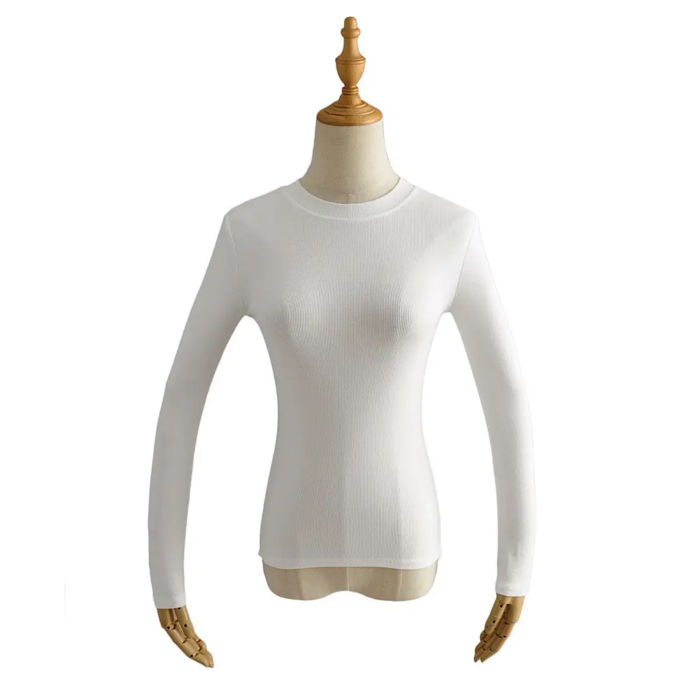 Women's New Arrival Tight Fit Long Sleeve T-Shirt White - Image 2