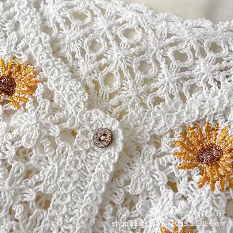 New French Style Embroidered White Shirt with Puff Sleeves - Image 85