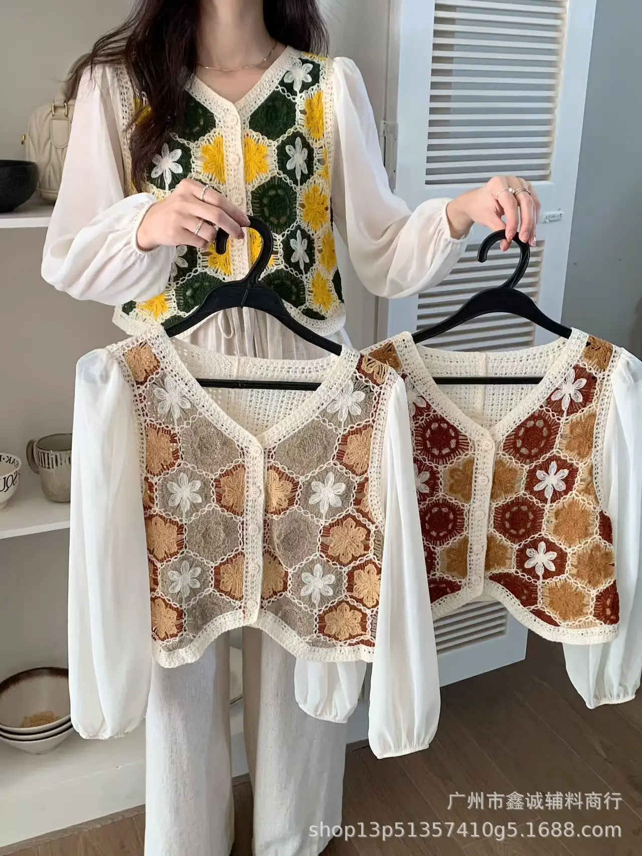 New French Style Embroidered White Shirt with Puff Sleeves - Image 15