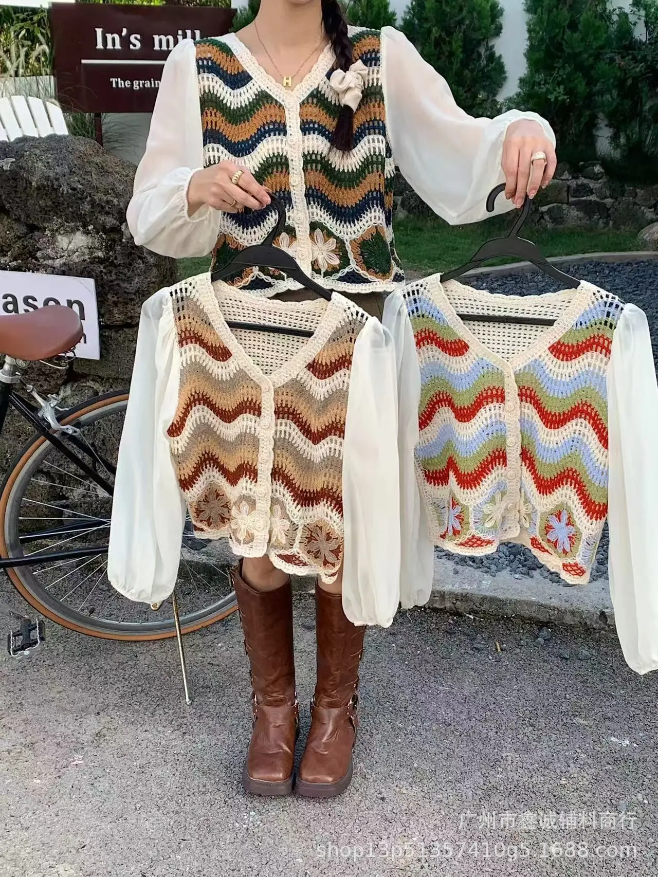 New French Style Embroidered White Shirt with Puff Sleeves - Image 42