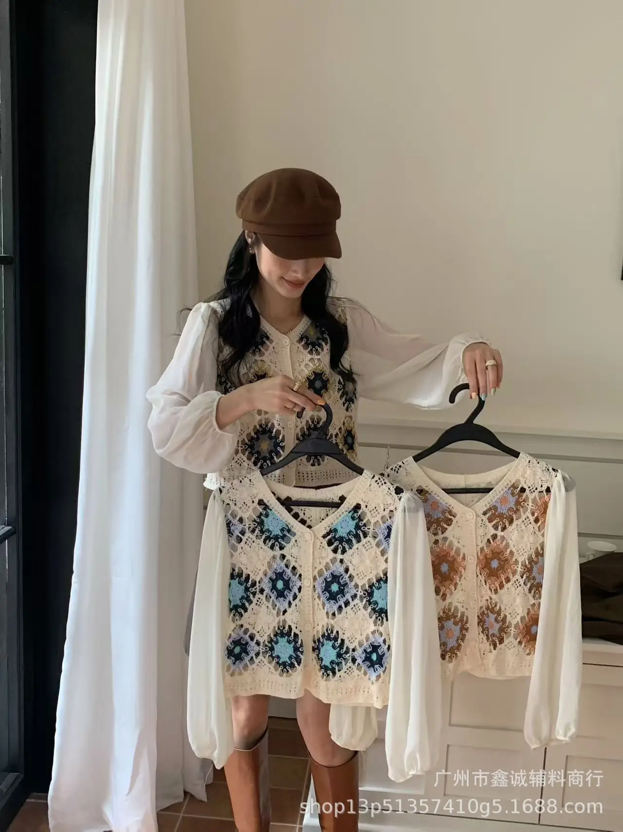 New French Style Embroidered White Shirt with Puff Sleeves - Image 44