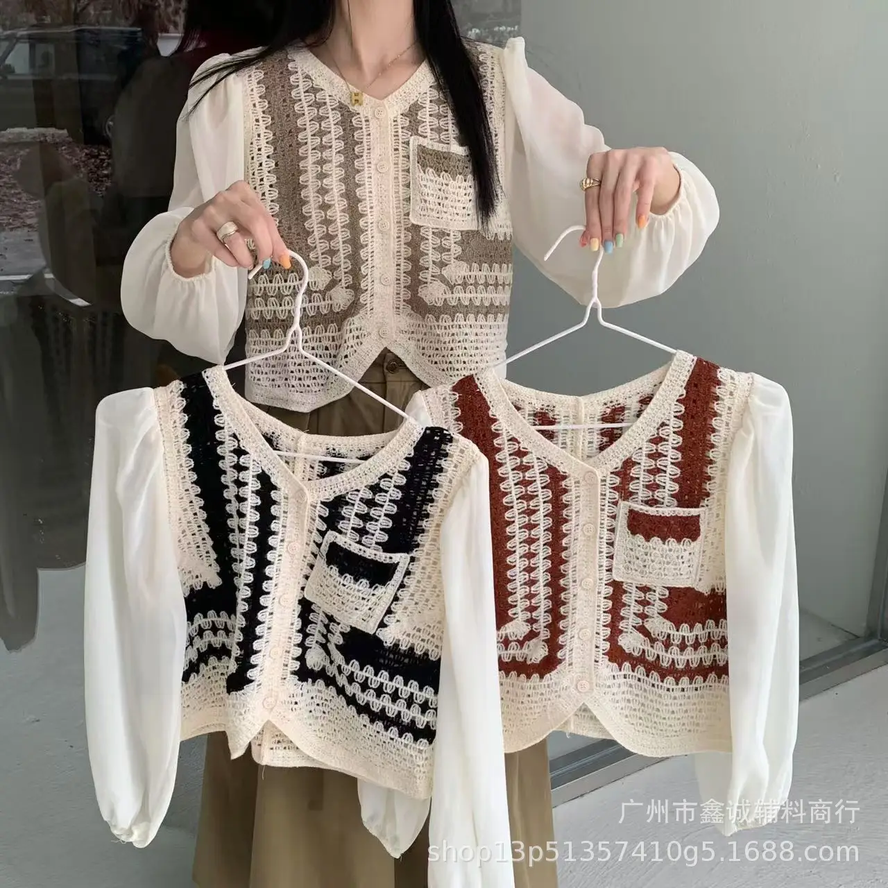 New French Style Embroidered White Shirt with Puff Sleeves - Image 50