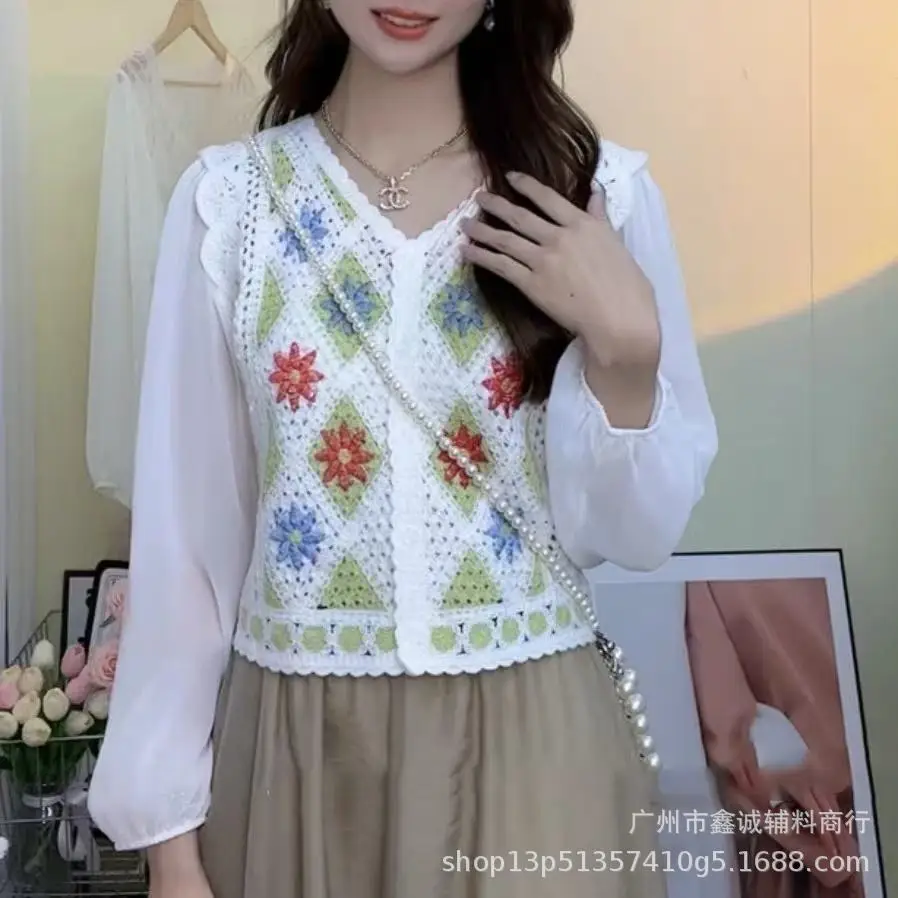 New French Style Embroidered White Shirt with Puff Sleeves - Image 80