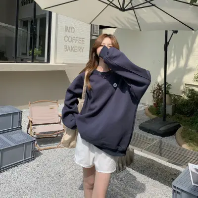 2023 Women's Loose Round Neck Missing Sweatshirt Set - Image 6