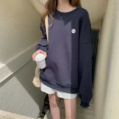 2023 Women's Loose Round Neck Missing Sweatshirt Set - Image 7