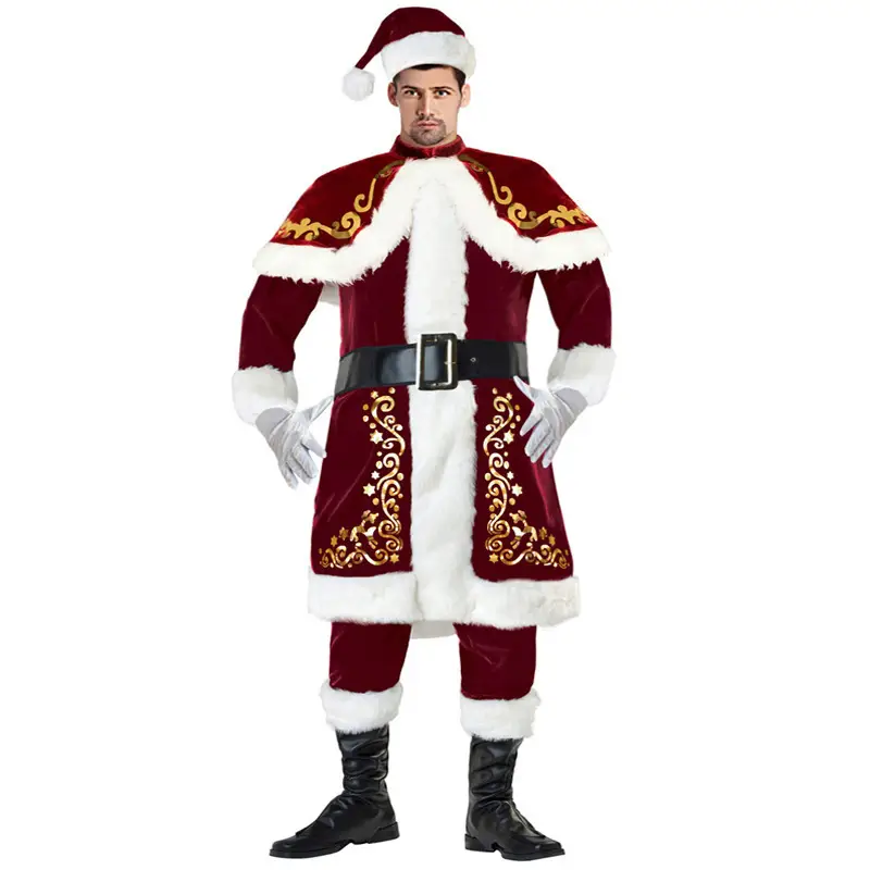 M-4XL Thickened Santa Claus Plus Size Printed Costume - Image 2