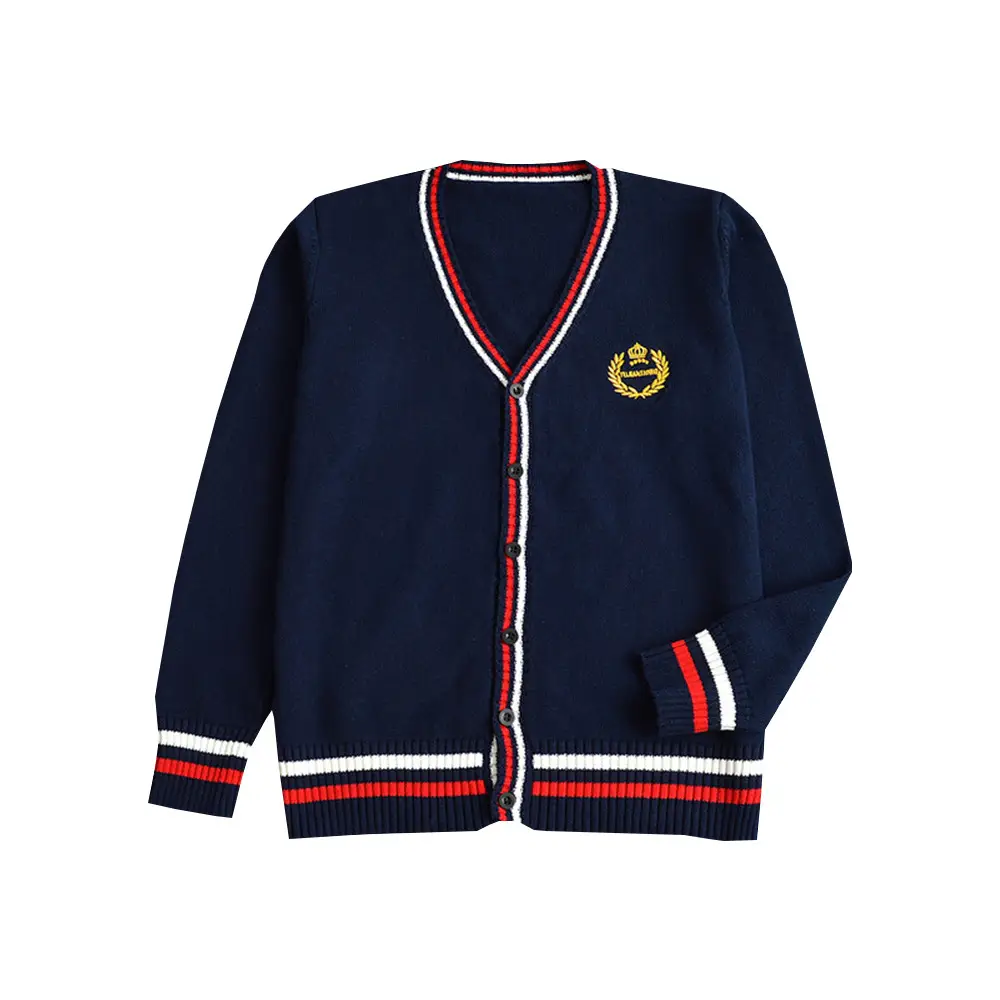 Japanese Crown Cardigan Sweater Set Red Navy School Uniform - Image 2