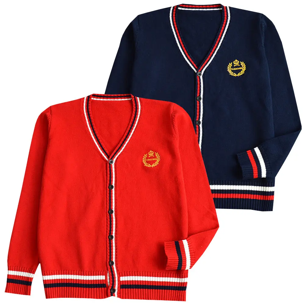 Japanese Crown Cardigan Sweater Set Red Navy School Uniform - Image 5