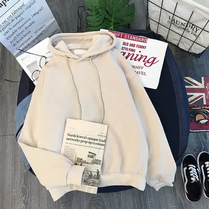 Women Fleece Hoodie Cream Winter Casual Long Sleeve - Image 4