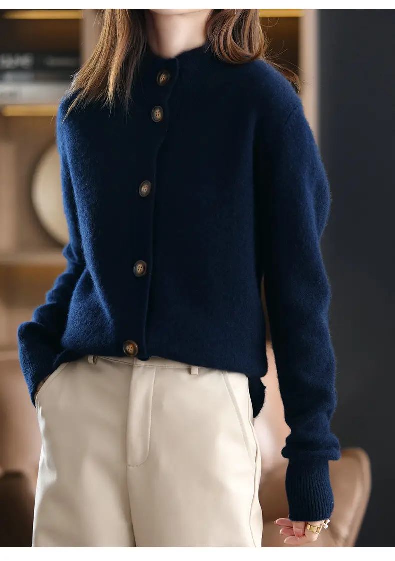 Vintage Collar Cashmere Cardigan Women Large — feature 12