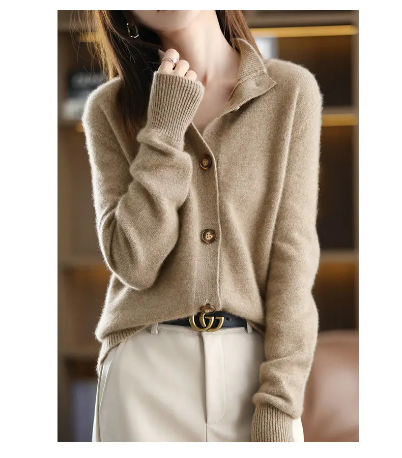 Vintage Collar Cashmere Cardigan Women Large — feature 3