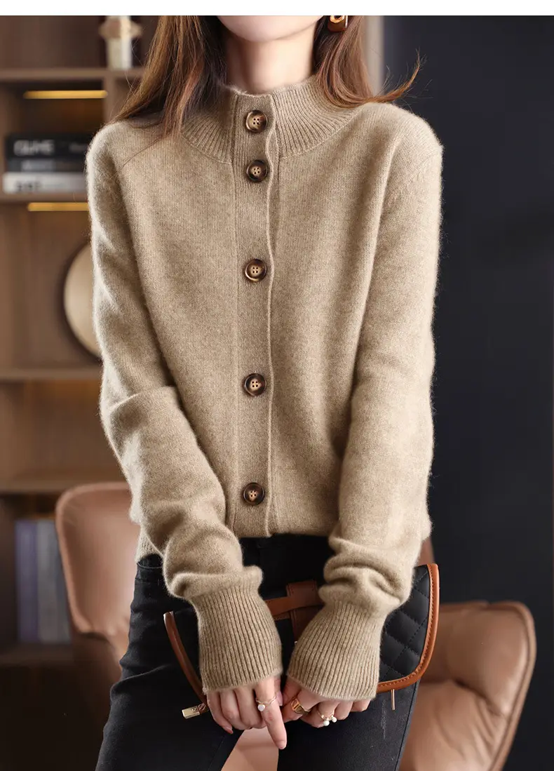 Vintage Collar Cashmere Cardigan Women Large — feature 6