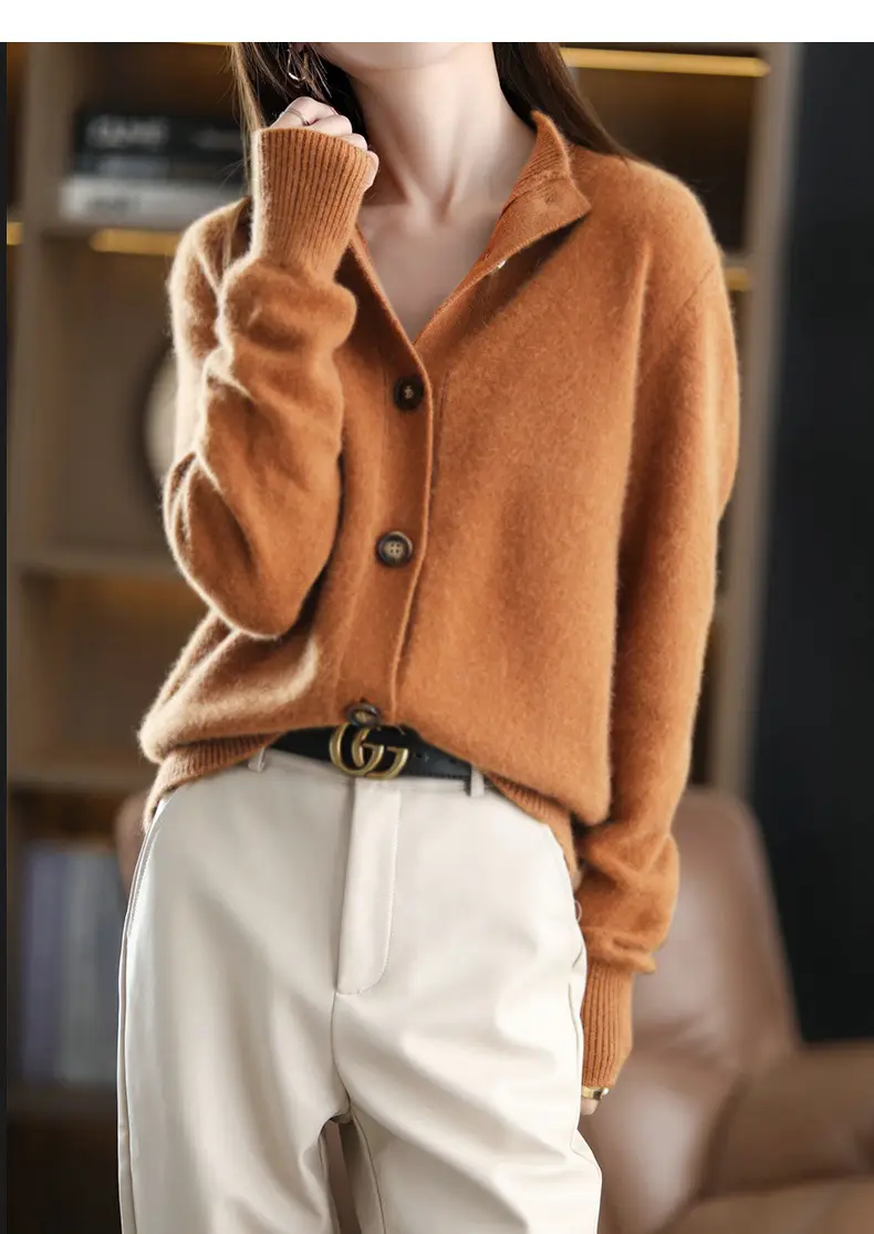 Vintage Collar Cashmere Cardigan Women Large — feature 7