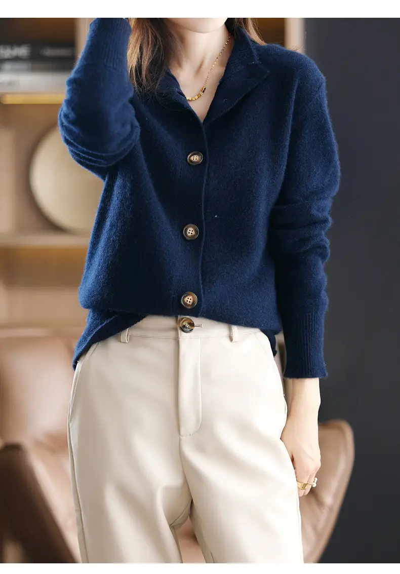 Vintage Collar Cashmere Cardigan Women Large — feature 9