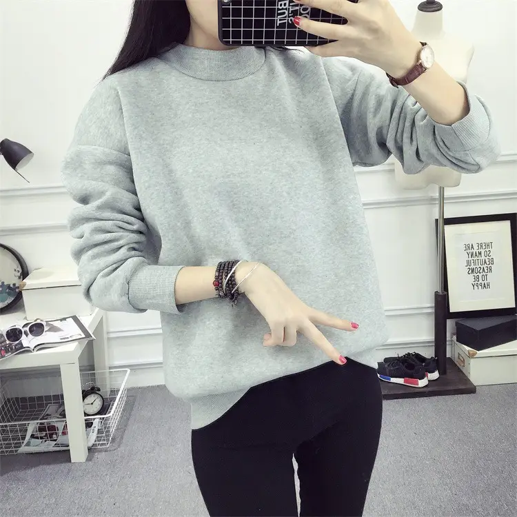 Women Navy Velvet Pullover Sweater Plus Size Winter Top — feature 39