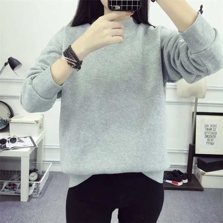 Women Navy Velvet Pullover Sweater Plus Size Winter Top — feature 40