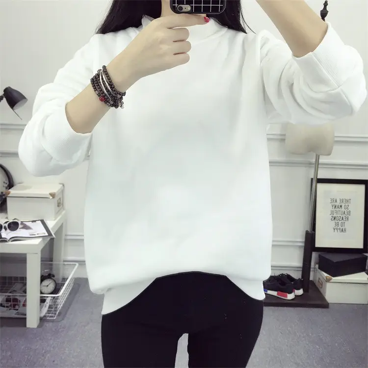 Women Navy Velvet Pullover Sweater Plus Size Winter Top — feature 47