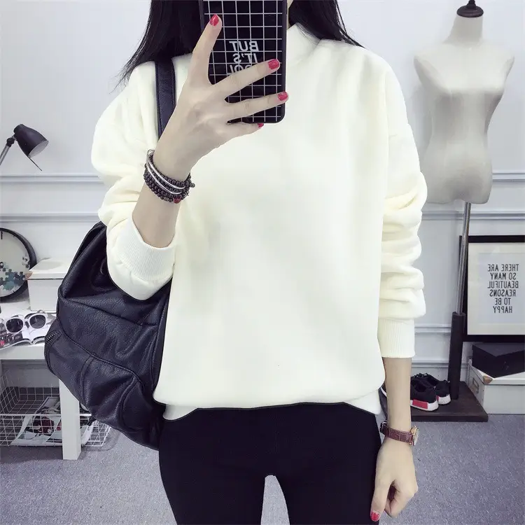 Women Navy Velvet Pullover Sweater Plus Size Winter Top — feature 58