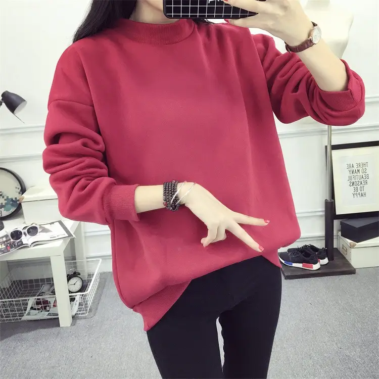 Women Navy Velvet Pullover Sweater Plus Size Winter Top — feature 64