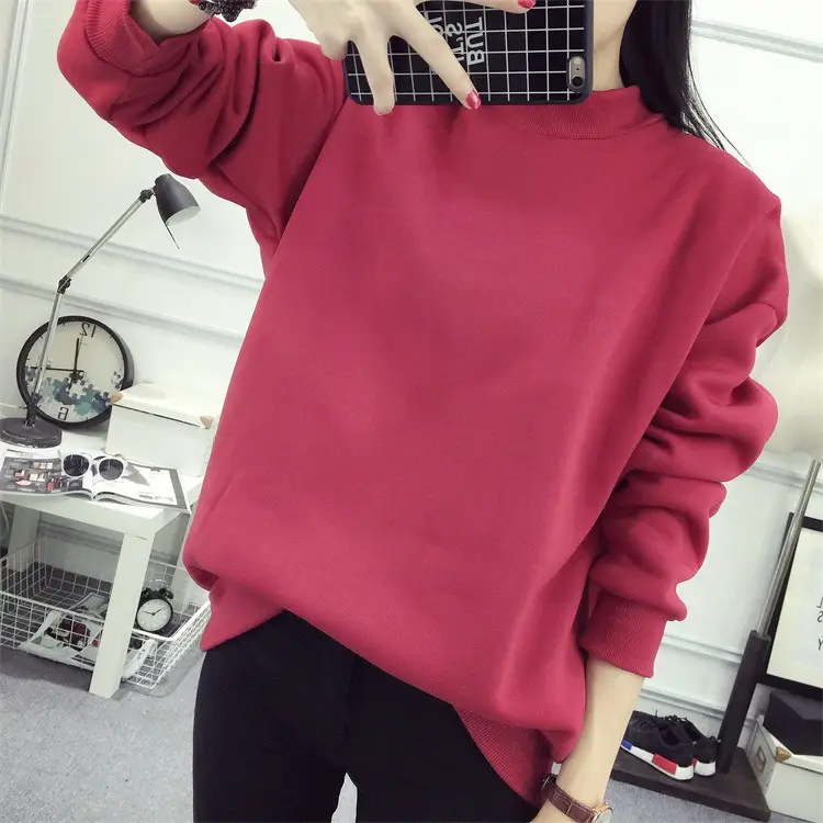 Women Navy Velvet Pullover Sweater Plus Size Winter Top — feature 66