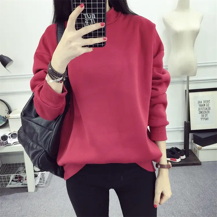 Women Navy Velvet Pullover Sweater Plus Size Winter Top — feature 67