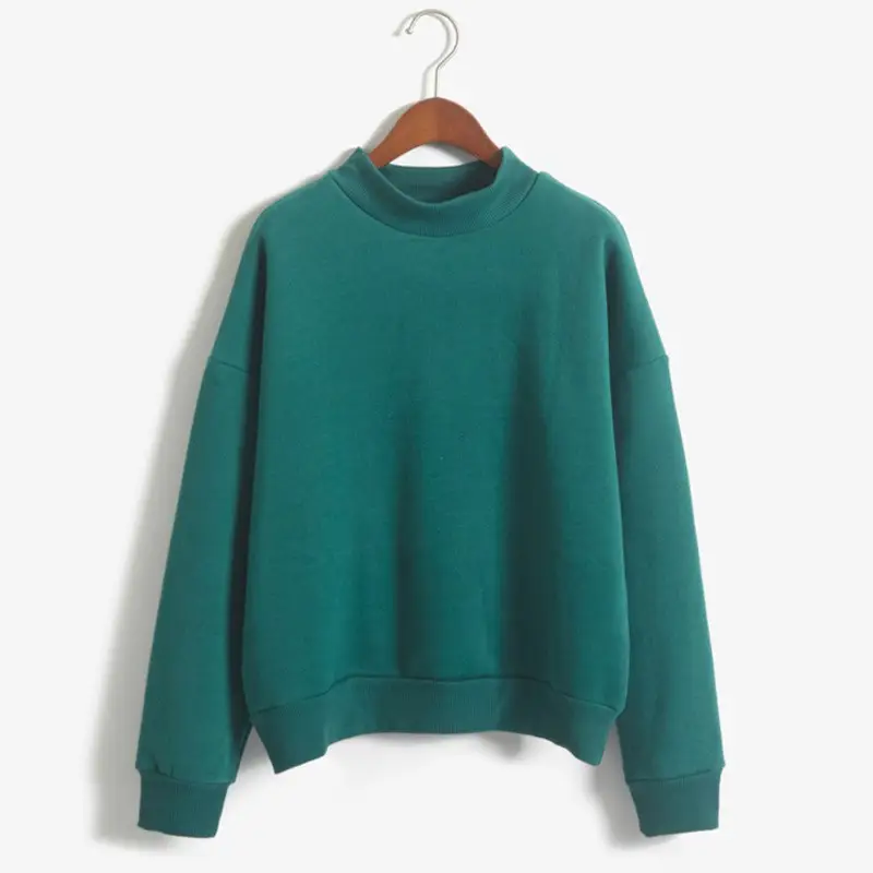 Women Navy Velvet Pullover Sweater Plus Size Winter Top