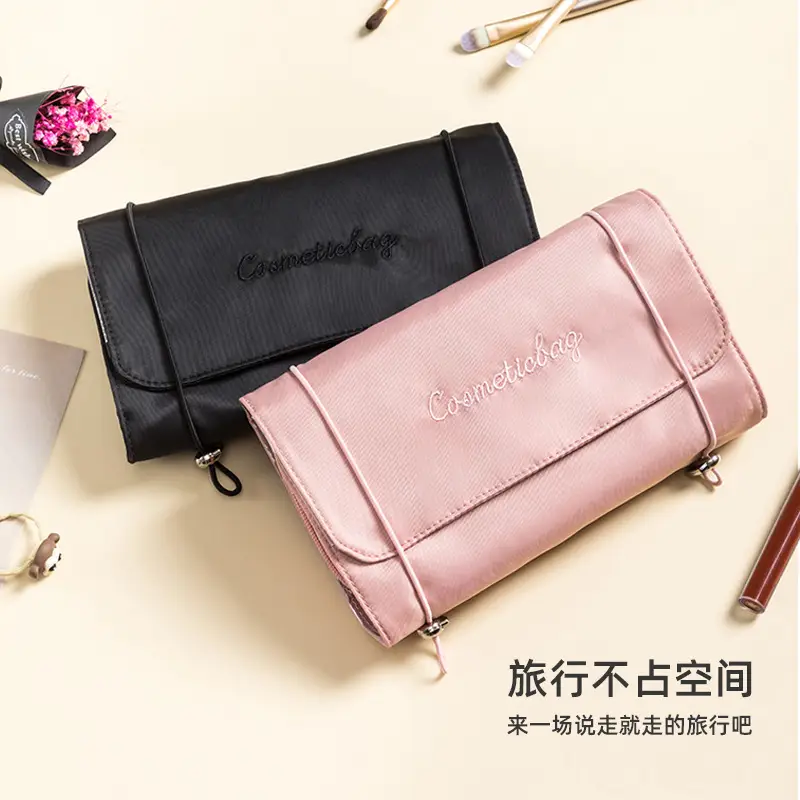 Two-in-One Detachable Cosmetic Bag Black Waterproof Large Capacity - Image 7
