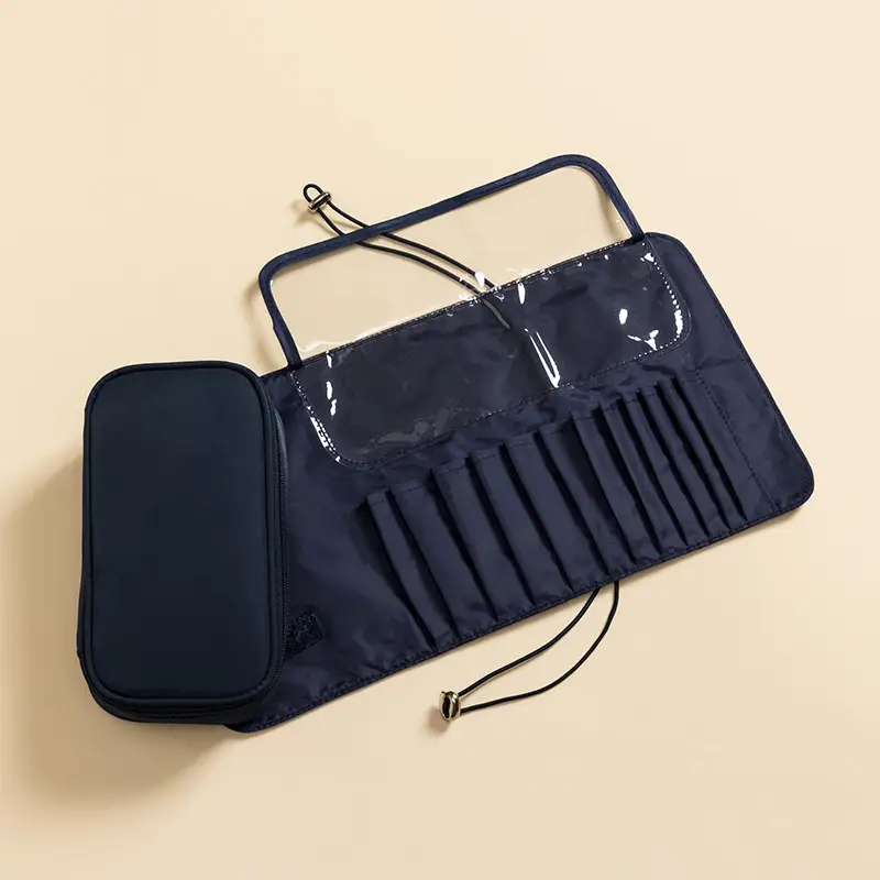 Two-in-One Detachable Cosmetic Bag Black Waterproof Large Capacity - Image 2