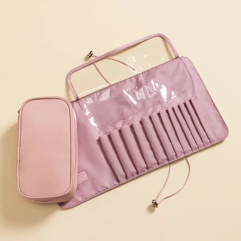 Two-in-One Detachable Cosmetic Bag Black Waterproof Large Capacity - Image 4