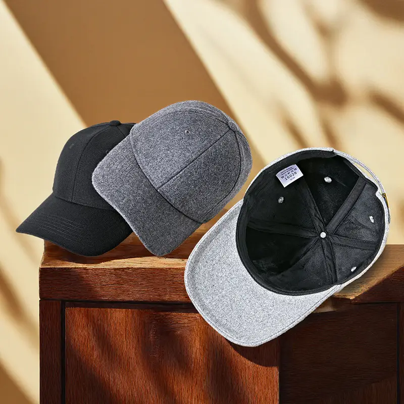 Korean Woolen Peaked Cap for Men Winter Warm