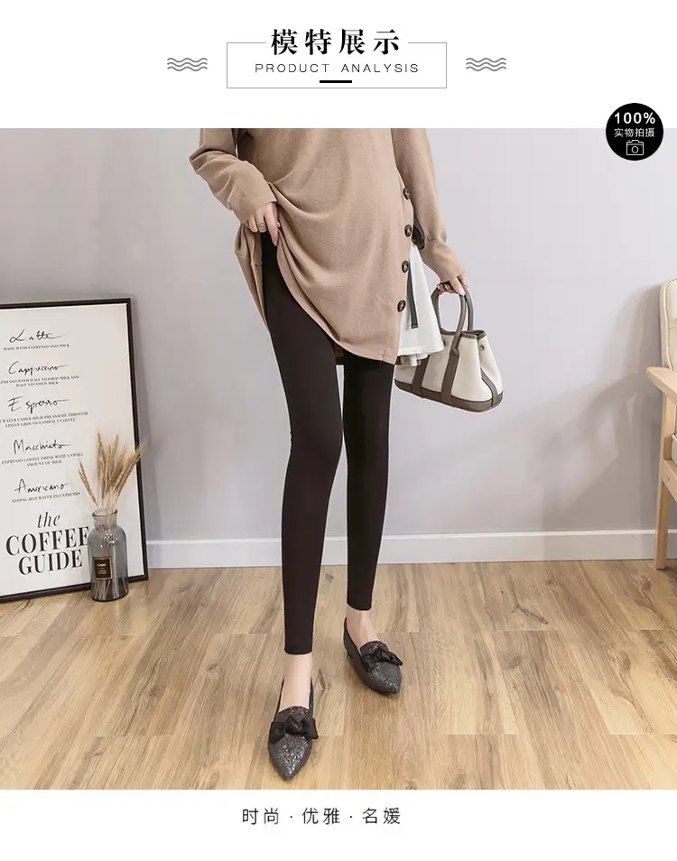 Pregnant Women's Slim Fit Leggings Black Elastic High Waist — feature 10