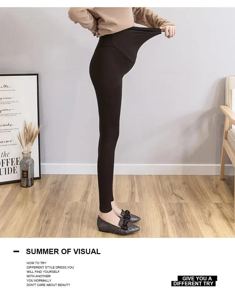 Pregnant Women's Slim Fit Leggings Black Elastic High Waist — feature 14