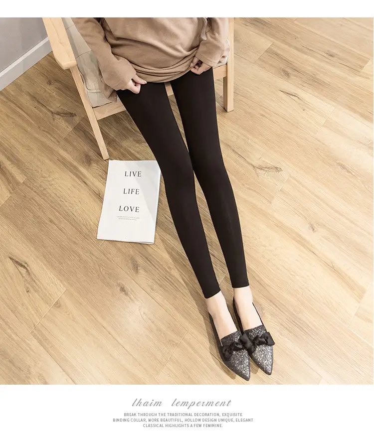 Pregnant Women's Slim Fit Leggings Black Elastic High Waist — feature 15